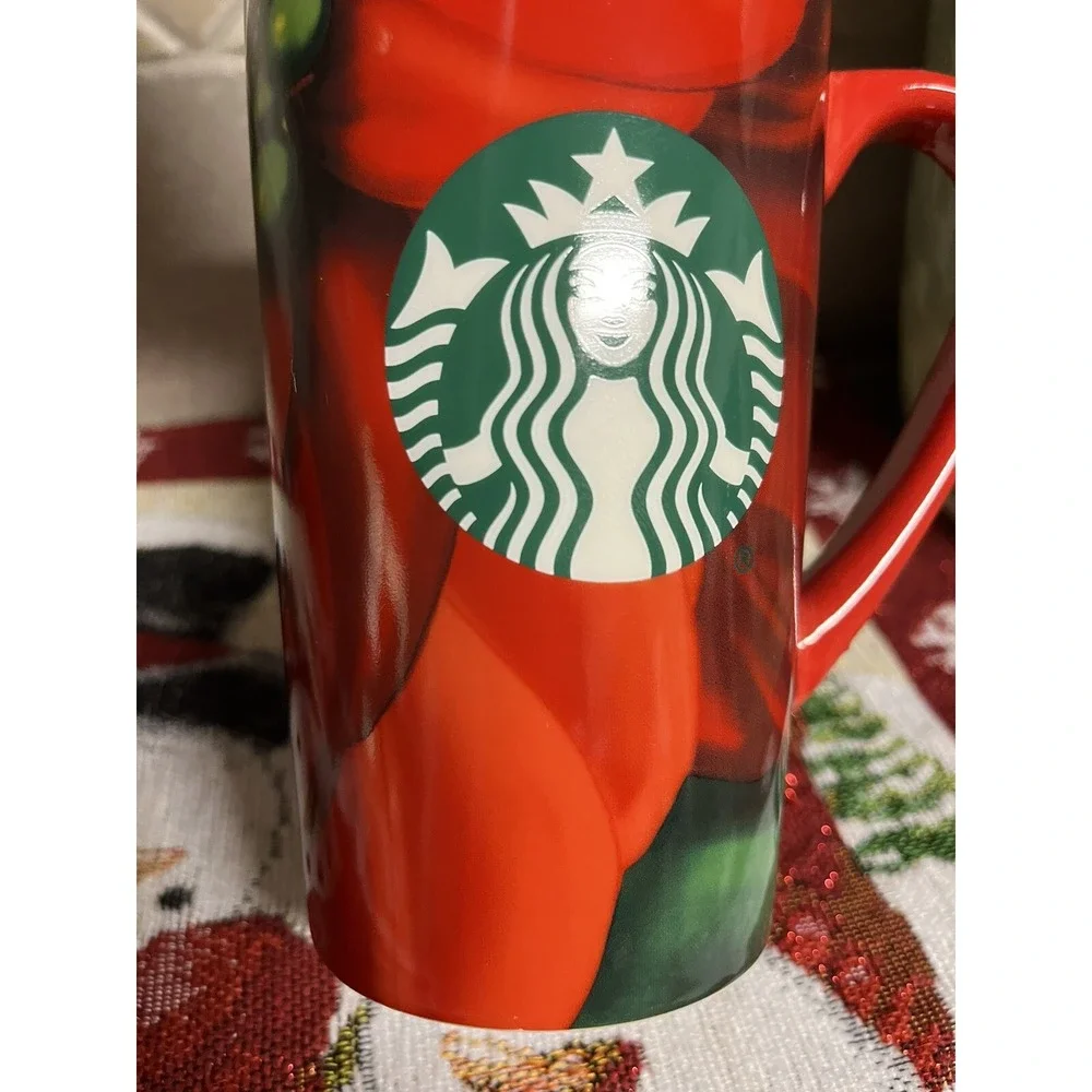 Starbucks Mug Starbucks Christmas Tall Mug Poinsettia Mug Hot Chocolate Mug